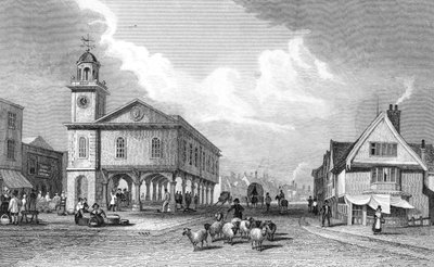Uitzicht op Faversham, Kent, 1832 door Thomas Mann Baynes